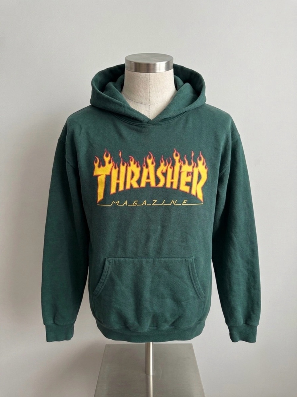 Thrasher Magazine Flame Logo Hoodie Forest Green Size M